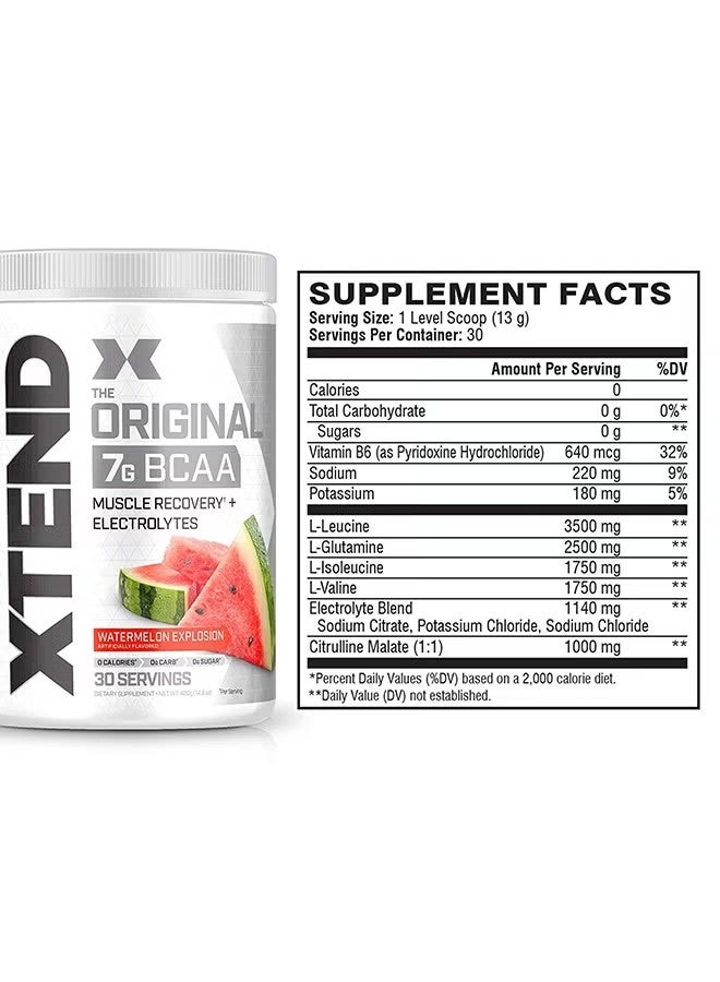 Xtend Original BCAA 7g – Watermelon Explosion | Muscle Recovery, Hydration & Zero Sugar – 30 Servings - Image 2