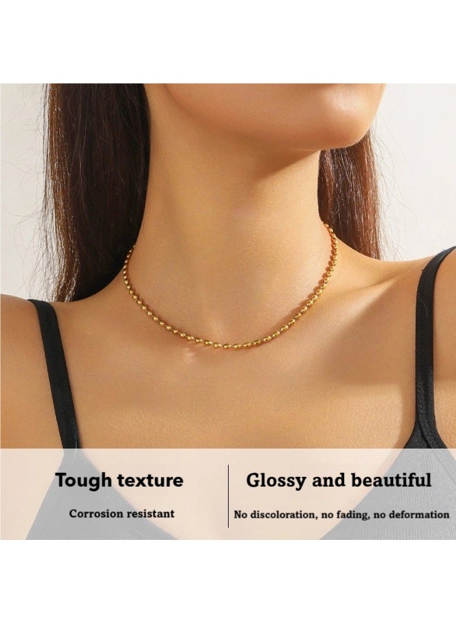 MIMOE Punk Style Stainless Steel Gold-plated Collarbone Chain, Women's Necklace Fashionable Design, Simple and Versatile Neck Chain - Image 2
