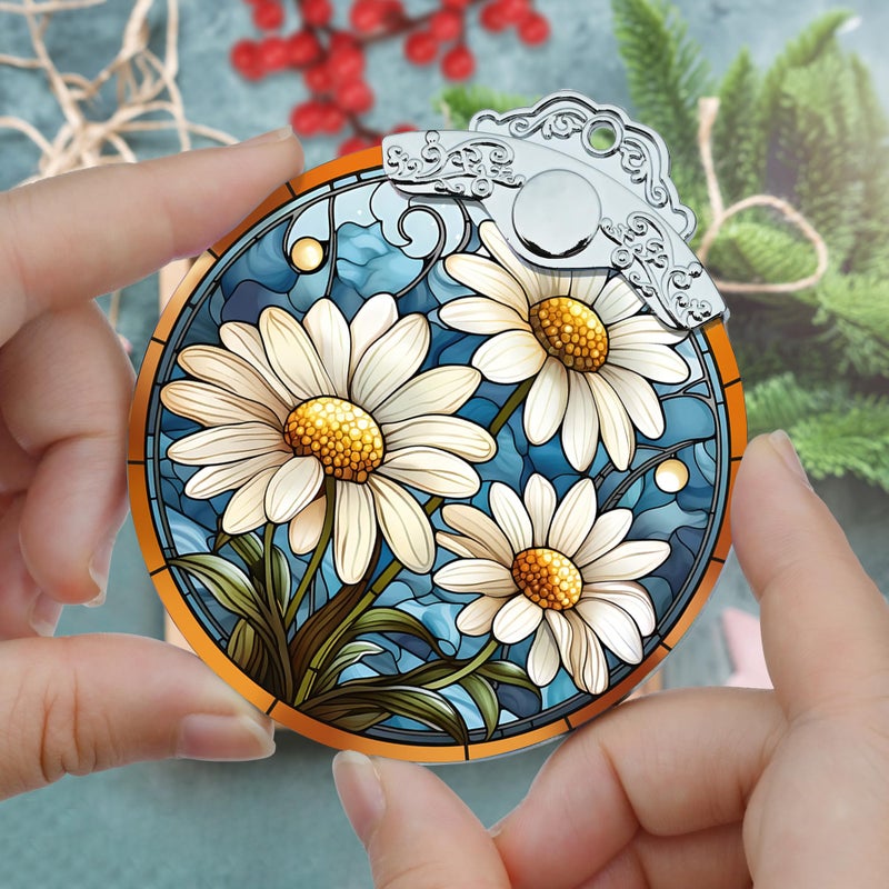Jocidea Flower Christmas Ornament Daisy Christmas Decor Flower Christmas Tree Decorations Contain Glass Ornamt - Image 3