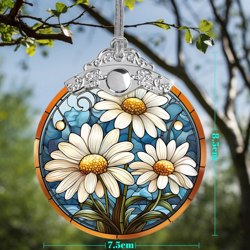 Jocidea Flower Christmas Ornament Daisy Christmas Decor Flower Christmas Tree Decorations Contain Glass Ornamt - Image 2