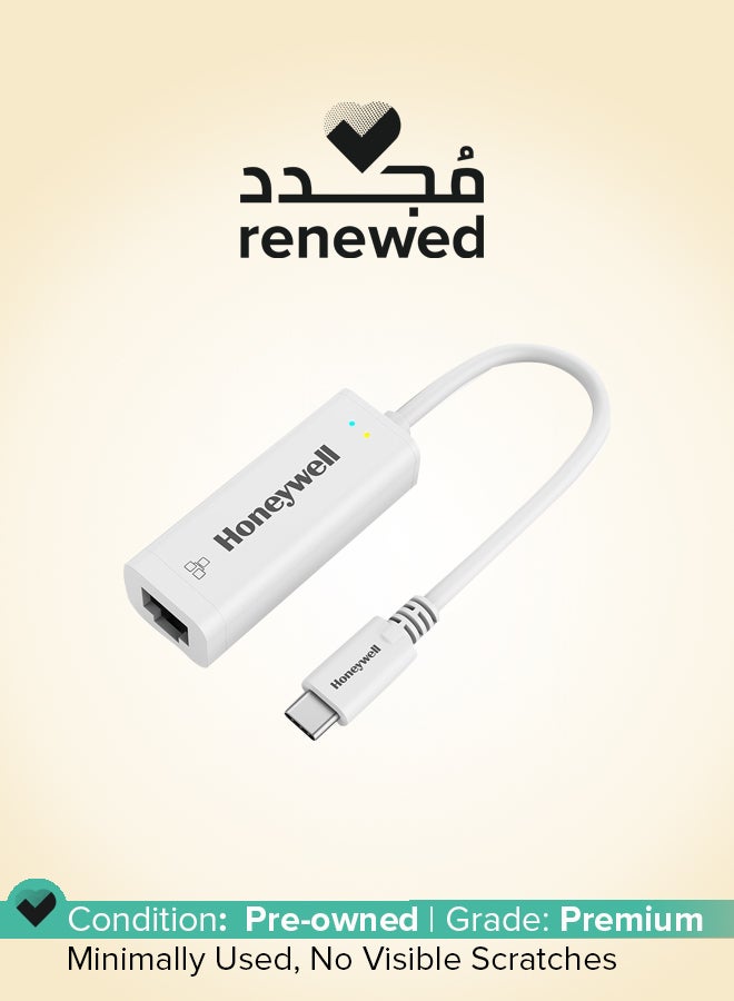 Honeywell Renewed - High-Speed Type C to RJ45 Gigabit Ethernet Adapter - 10/100/1000 MBPS, Universally Compatible with MacBooks, Laptops, PCs, Xbox, PS5, and Tablets White - Image 1