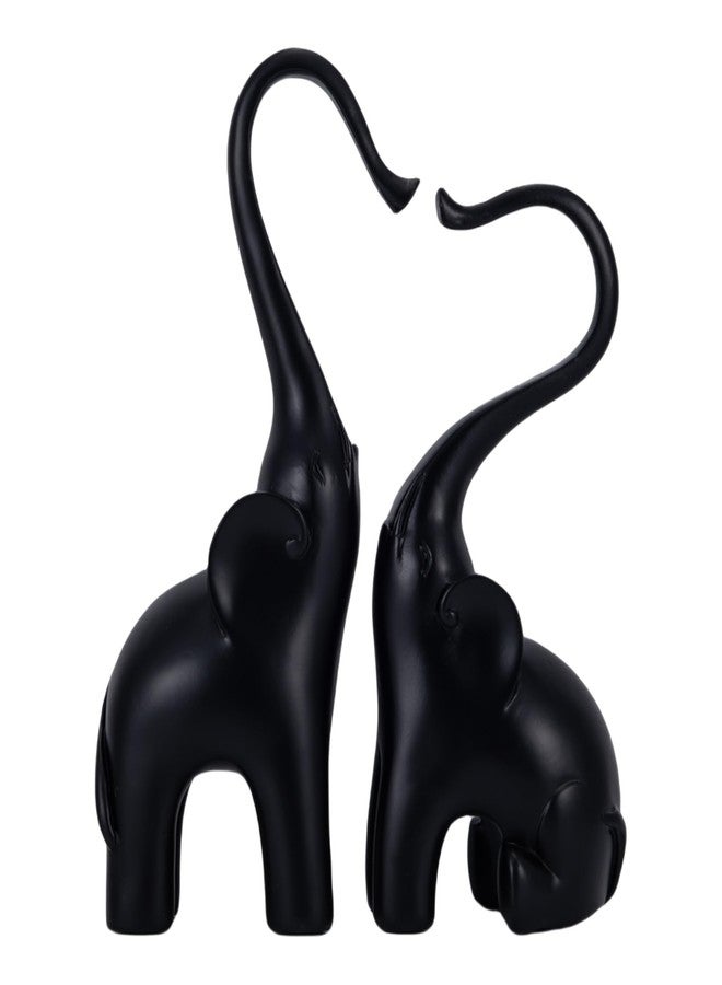 CECKQUE Loving Elephant Statues Home Decor, Small Black Elephant Figurines in Love, Elephant Sculpture Heart Decorative Objects for Bookshelf Decor - Image 1