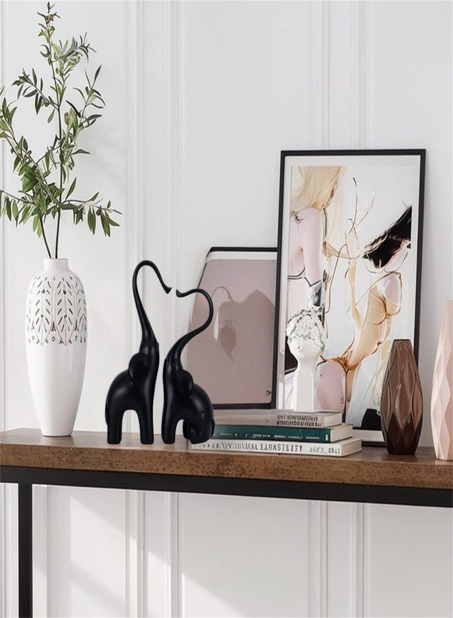 CECKQUE Loving Elephant Statues Home Decor, Small Black Elephant Figurines in Love, Elephant Sculpture Heart Decorative Objects for Bookshelf Decor - Image 3