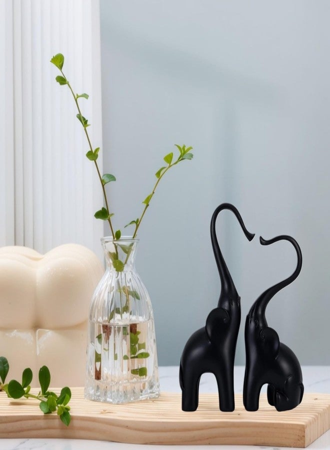 CECKQUE Loving Elephant Statues Home Decor, Small Black Elephant Figurines in Love, Elephant Sculpture Heart Decorative Objects for Bookshelf Decor - Image 4