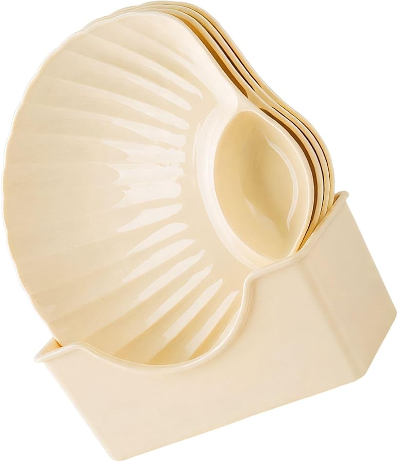 طبق وجبات خفيفة أصفر مع تصميم صدفة لحفلات المنزل والنزهات وتقديم المطبخ - Image 2