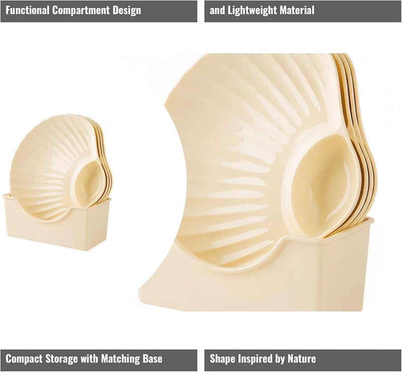 طبق وجبات خفيفة أصفر مع تصميم صدفة لحفلات المنزل والنزهات وتقديم المطبخ - Image 4