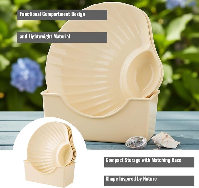 طبق وجبات خفيفة أصفر مع تصميم صدفة لحفلات المنزل والنزهات وتقديم المطبخ - Image 3