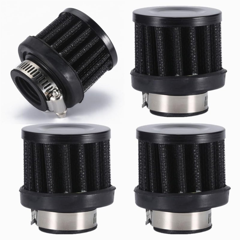 AotoKoop 25mm Air Intake Filter4 Pack 1 Inlet Air Intake Cone Universal Filter Parts with Adjustable Clamp Black - Image 2