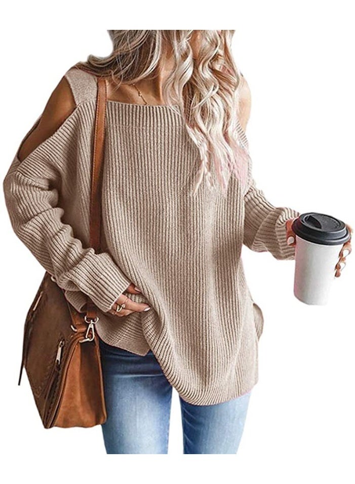 NIBEMINENT Autumn and Winter  Fashion Strap Long Sleeve Off-Shoulder Pullover Knitted Sweater Women - Image 1