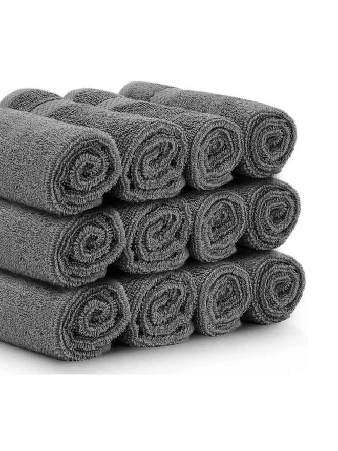1CHASE Pack of 12 - Luxury Cotton Face Towel, Grey 33x33cm - Image 2