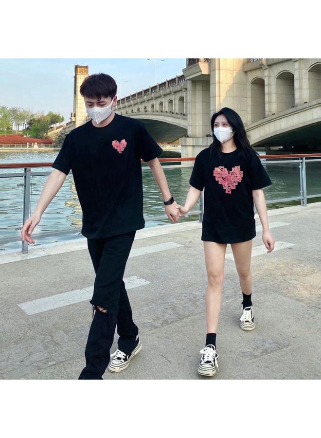Song Feng Ya 100% Pure Cotton Couple T-shirt Summer Western Style Fashionable Short Sleeve Suit Pure Cotton New Fashionable Special 