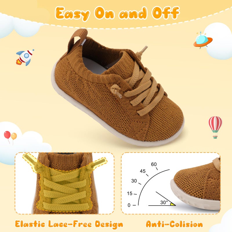 Centipede Demon Baby Shoes Baby Boy Girl Barefoot First Walking Shoes Breathable Lightweight Soft Infants Slip On Sneakers Sock Shoe Slippers 12-18 Months Brown - Image 4