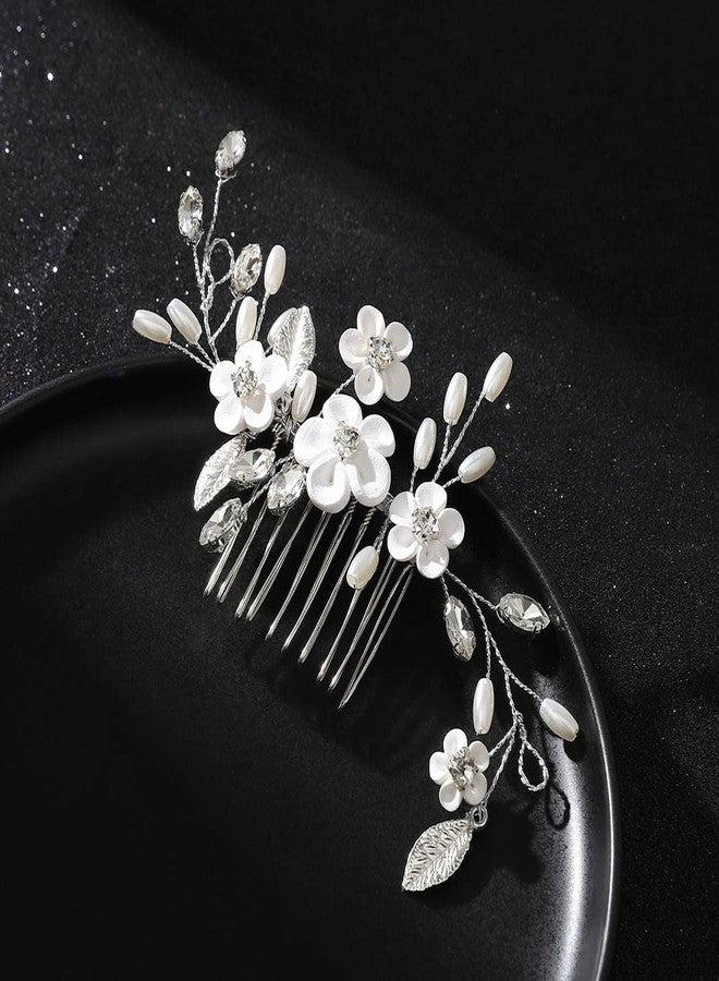 ايفينت مشط شعر مزين بالزهور من إيرنت، إكسسوارات شعر بيضاء لحفلات الزفاف للنساء - Image 2
