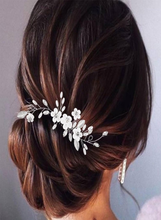 ايفينت مشط شعر مزين بالزهور من إيرنت، إكسسوارات شعر بيضاء لحفلات الزفاف للنساء - Image 1