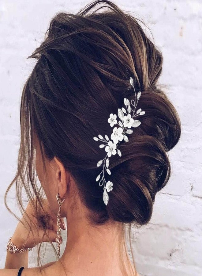 ايفينت مشط شعر مزين بالزهور من إيرنت، إكسسوارات شعر بيضاء لحفلات الزفاف للنساء - Image 3