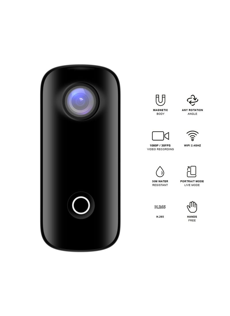 SJCAM - كاميرا صغيرة تعمل بالإبهام، كاميرا فيديو رياضية مقاومة للماء، تصوير لاسلكي واي فاي مع ملحقات يمكن ارتداؤها للسفر والرياضة - Image 1