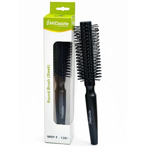 Midazzle Round Hair Brush for Adding Curls, Volume & Waves in Hair | Styling, Detangling and Grooming for Men and Women | Reduces Hair Breakage and Promotes Hair Growth | Best Hair Brush for All Hair Types (MIHB0040) - Image 1