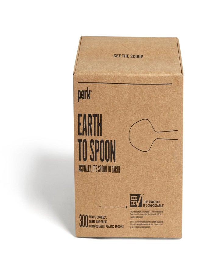 PERK Staples Compostable Plastic Spoon, Medium-Weight, White - Image 3
