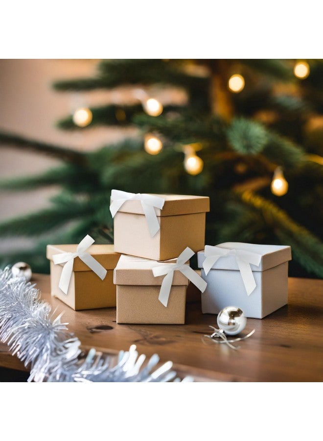 Juvale 100Pack Twist Tie Bows For Crafts Pretied Satin Ribbon For Gift Wrap Bags Party Favors Baked Goods Cookies Mini Bowties For Hair Decorations (2.5X3 In White) - Image 2