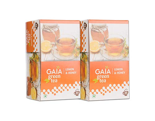 Gaia Green Tea Lemon & Honey - Pack of 2 (25 Tea Bags Each) | Antioxidant-Rich | Supports Immunity, Digestion & Metabolism | Refreshing & Calorie-Free Herbal Infusion | 50 Tea Bags Total - Image 1