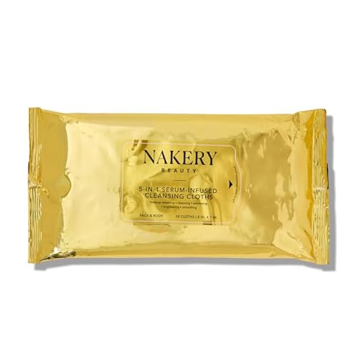Nakery Makeup Remover Wipes for Face, 5-in-1 Infused Cleansing Towelettes, Gentle Exfoliating Wipe for Women, Eye Makeup Eraser for Sensitive Skin, Anti Aging Skincare, Hydrating Formula - Image 1