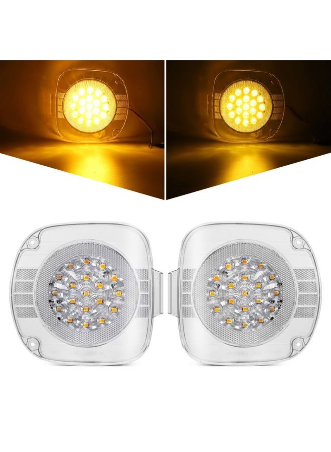 Partsam Pair 19 Amber LED Front Turn Signal Lights Corner Lamps Clear Lens Replacement for Freightliner Century Class 1996-2010, Driver Side and Passenger Side - Image 1