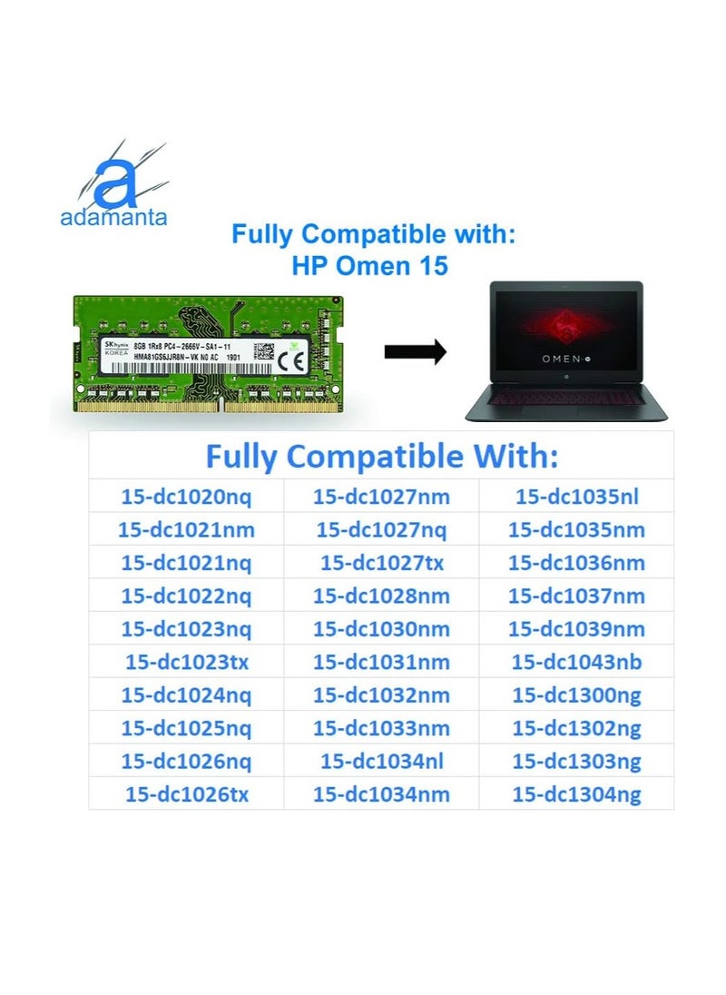 Generic Adamanta Factory Original 8GB (1x8GB) Compatible for HP Omen 15 & Omen 17 DDR4 2666MHz PC4-21300 SODIMM 1Rx8 CL19 1.2V RAM Laptop Notebook Memory Upgrade  - Image 3
