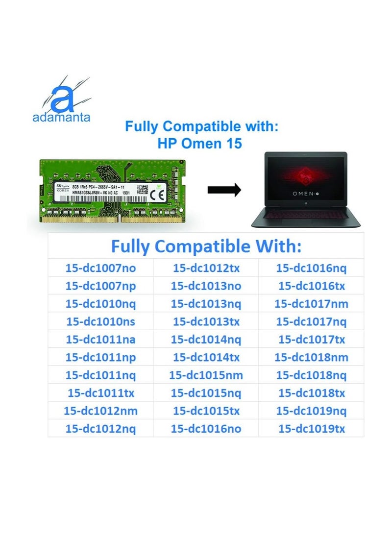 Generic Adamanta Factory Original 8GB (1x8GB) Compatible for HP Omen 15 & Omen 17 DDR4 2666MHz PC4-21300 SODIMM 1Rx8 CL19 1.2V RAM Laptop Notebook Memory Upgrade  - Image 4
