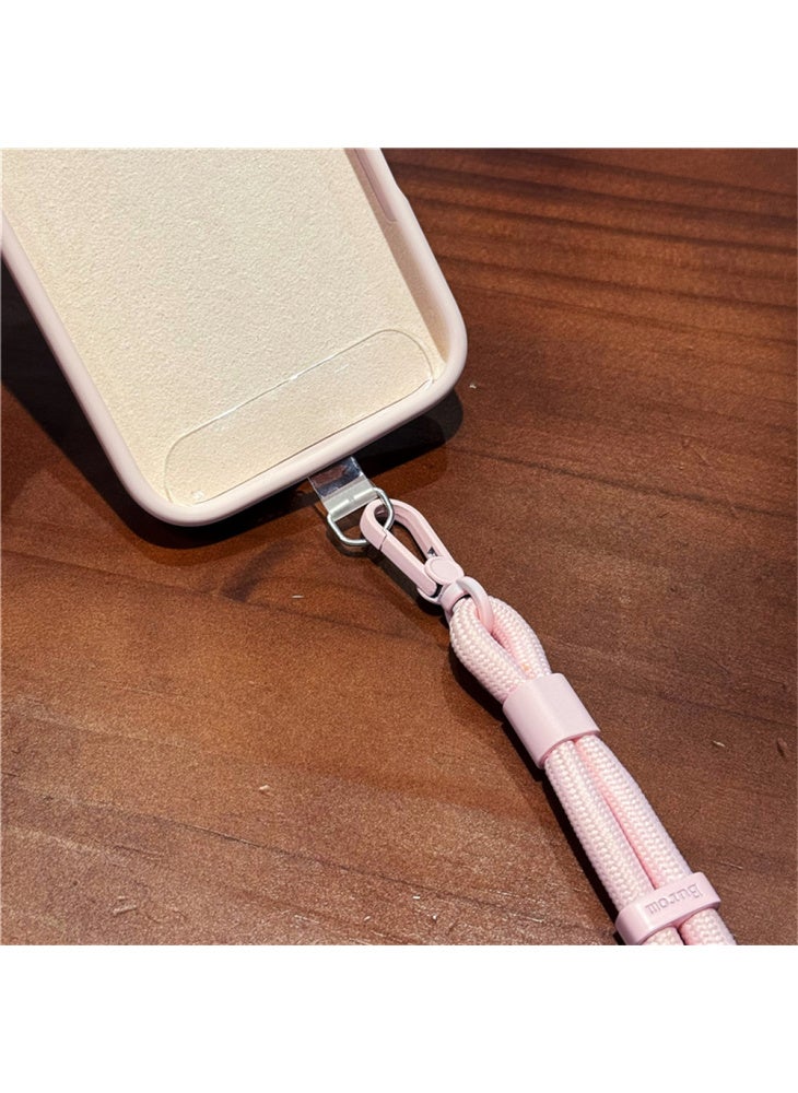 For iPhone 14 Pro Case Precise Cutouts Liquid Silicone+PC Phone Cover with Wrist Strap - Antique White - Image 3