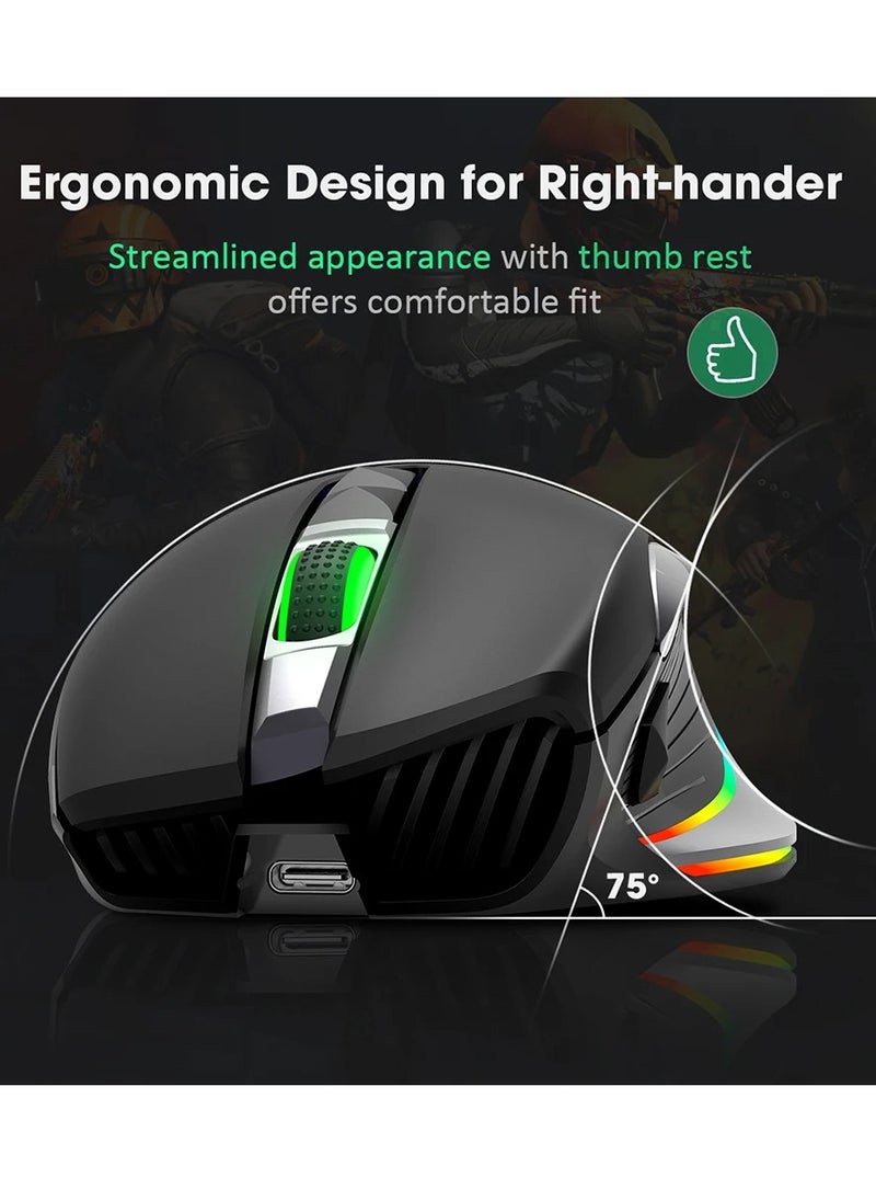 PICTEK - PC255A Wireless & Wired RGB Gaming Mouse - Optical Sensor 10.000 DPI - Polling Rate 1000Hz - 8 Programmable Buttons - Rechargeable battery - Image 1