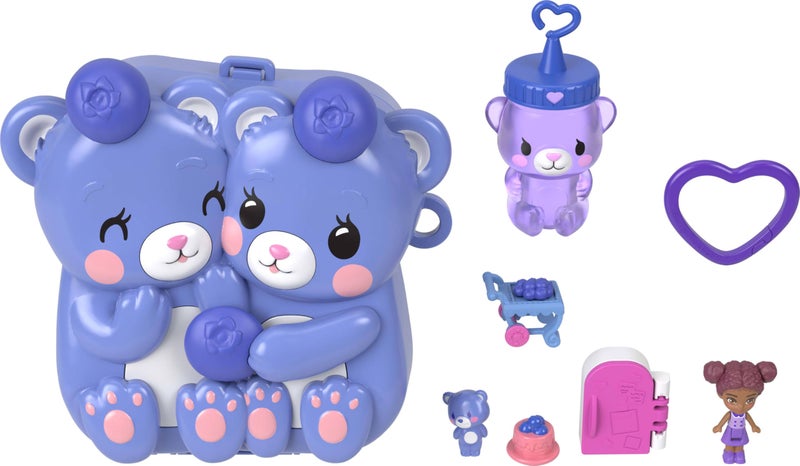 Polly Pocket Dolls and Playset, Blueberry Besties Compact, Travel Toy with 1 Micro Doll, Pet, Fruit Themed Accessories - Image 1