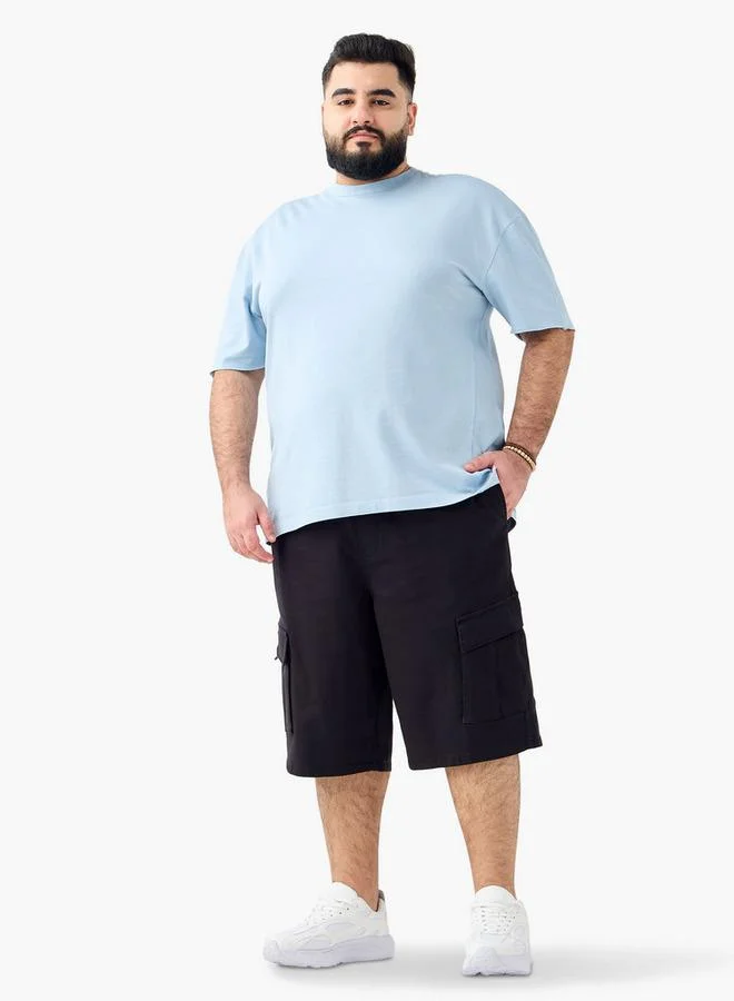 سبلاش فيڤ شورتات مقاس كبير بقصة عادية وخصر مرن وجيوب