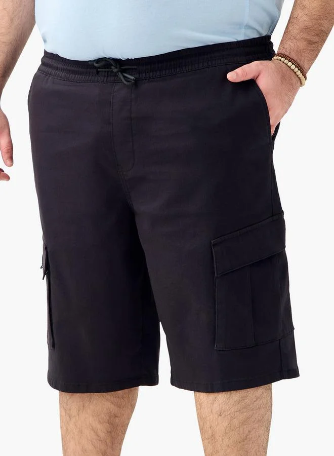 سبلاش فيڤ شورتات مقاس كبير بقصة عادية وخصر مرن وجيوب