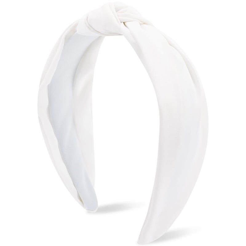 White Knotted Headband Wide Top Knot Head Band Non Slip Plain Solid Color Hair Bands Fashion Hair Accessories for Women Girls