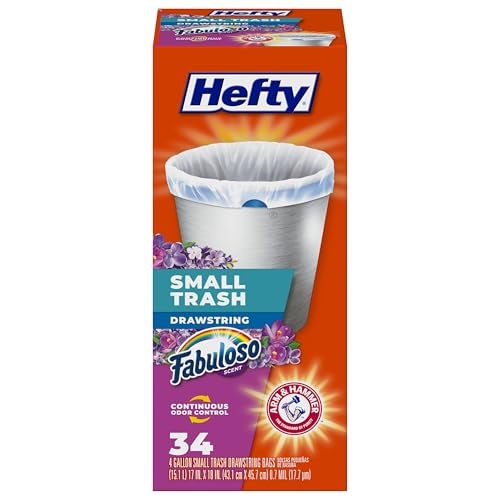 Hefty Small Trash Bags, Fabuloso Scent, 4 Gallon, 34 Count - Image 1