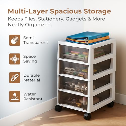 Home Essentials HomeEssentials Detachable Plastic Storage Drawer Cabinet - Stylish Modular Organizer Rack/Multipurpose Cabinet for Clothes, Kitchen, Toys, Cosmetics/Sturdy, Anti-Slip Organizer for Home (5 Layers) - Image 2