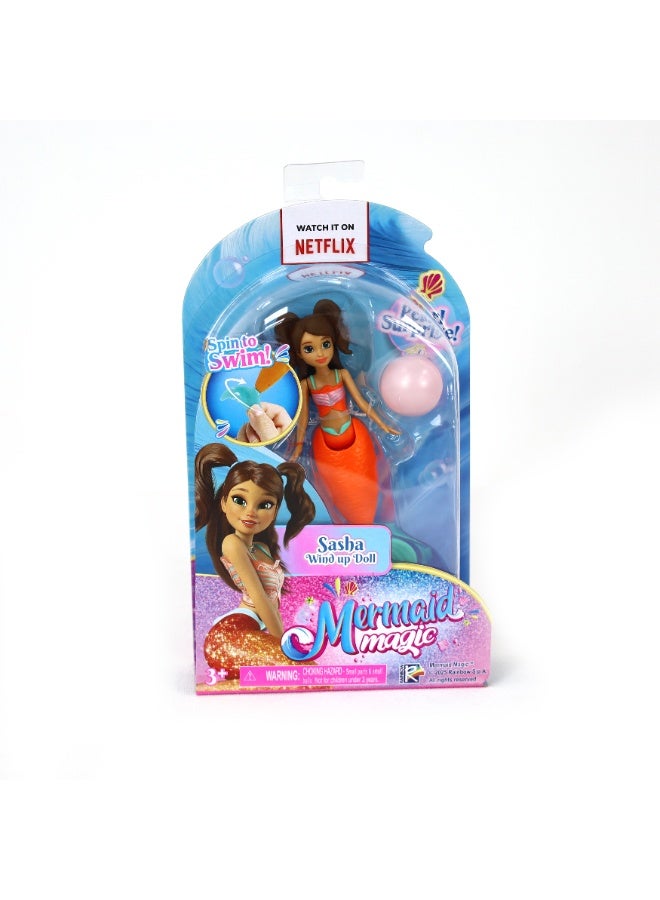 Mermaid Magic Wind-Up Swim Action Sasha Mermaid Doll 5-Inches | Spin My Tail and Watch me Swim | Collectible Doll | Water Toy | Action Doll | Gift for Kids and Collectors - Image 1
