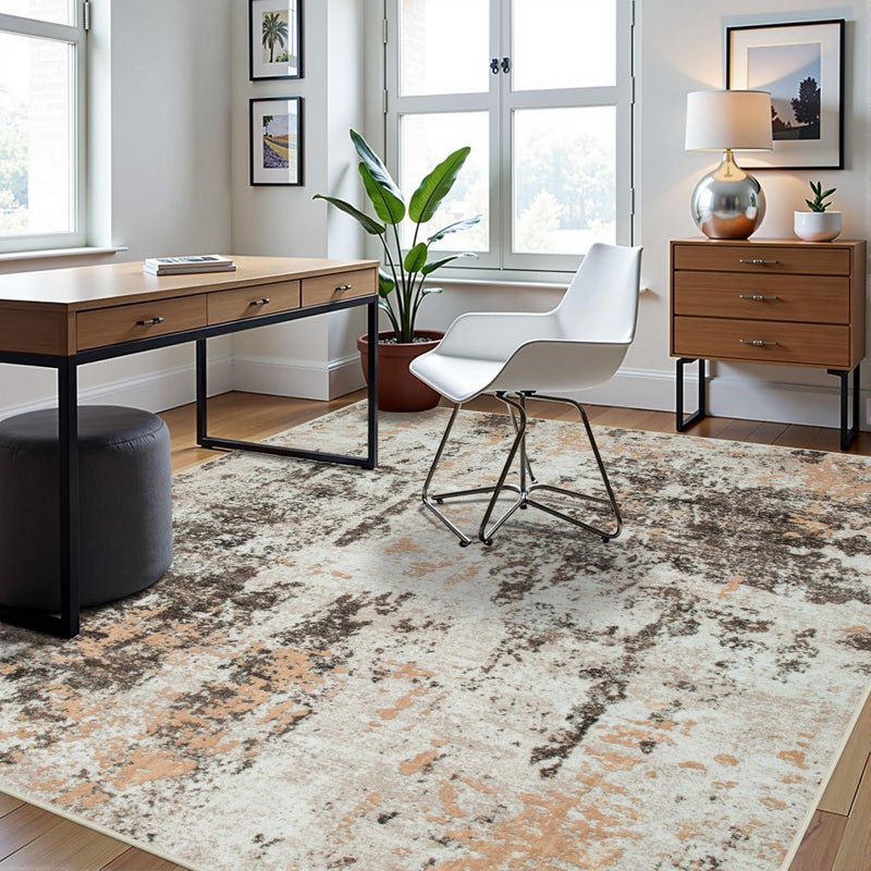 Aelenmu 8x10 Area Rugs for Living Room Rug Washable: Abstract Large Rug for Dining Room Bedroom Carpet Non Slip 8 by 10 Indoor Modern Nursery Home Office Brown Beige - Image 3