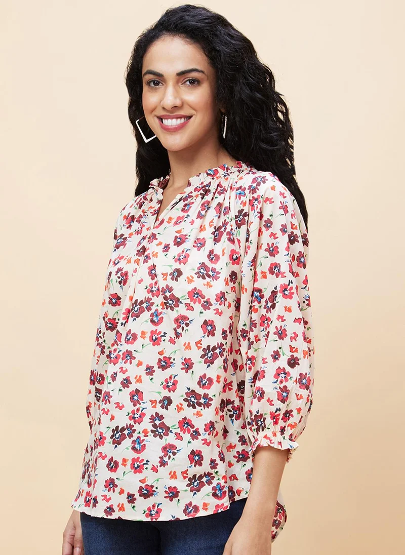 globus Globus Women Floral Printed Cotton Regular Top