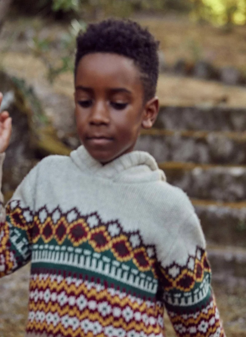 زيبي Chunky Knit Jumper for Boys, Multicoloured