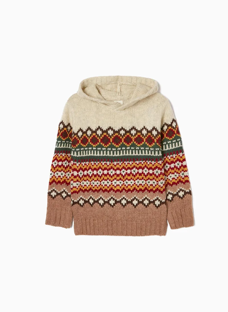 زيبي Chunky Knit Jumper for Boys, Multicoloured