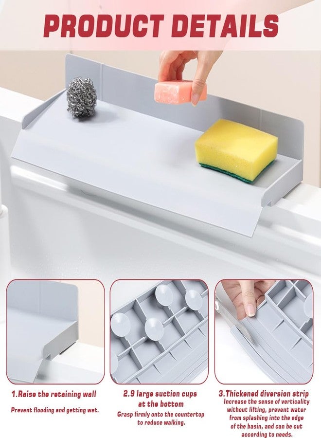Supvox® 17.7 inch Sink Splash Guard Suction Cup Silicone Sink Water Shield Panel, L-shape Sink Water Splash Dam Strip Panel Sink Protector - Image 3