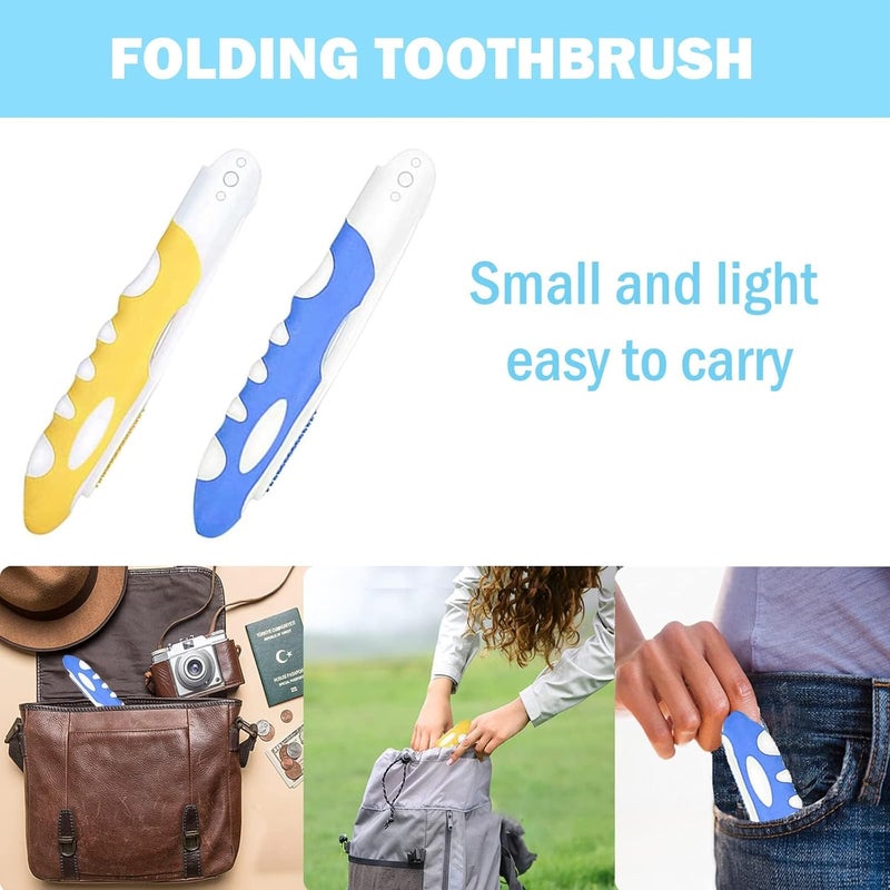DreamAug 2Pcs Travel Toothbrush Soft, Folding Toothbrush, Portable Small Toothbrushes for Travel Camping Hiking - Image 2