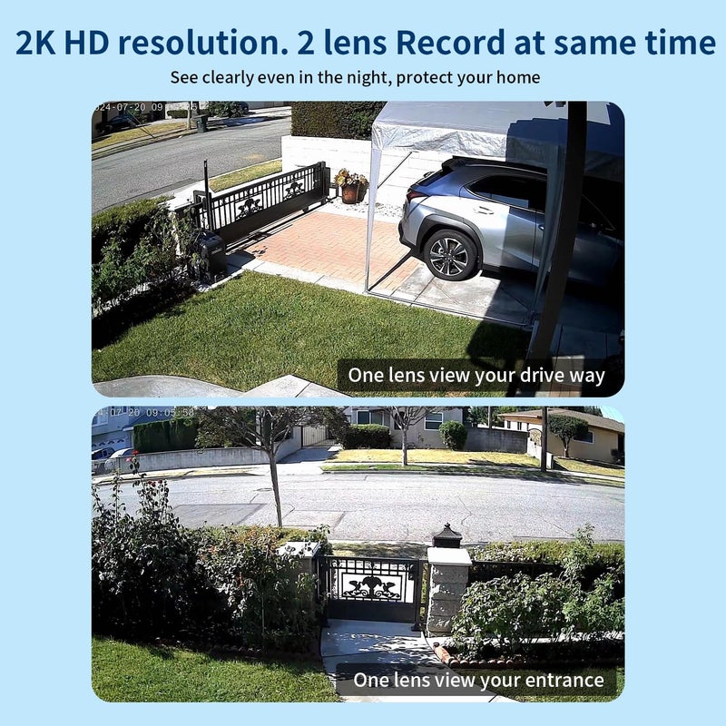 ESCANU Dual Lens Security Camera Outdoor,WiFi Camera for Home Security,Home Survaillance Outdoor,PTZ,2-Way Audio, Auto Tracking,Night Vision,24/7 Continous Record,IP65 Weather Proof - Image 5