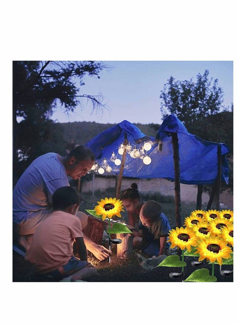 SYOSI Solar Powered Sunflower Lights, Outdoor Decorative Garden Stakes, Solar LED Flowers Pathway Decor Lights for Garden Patio Lawn Yard (2 Pack)  - Image 4