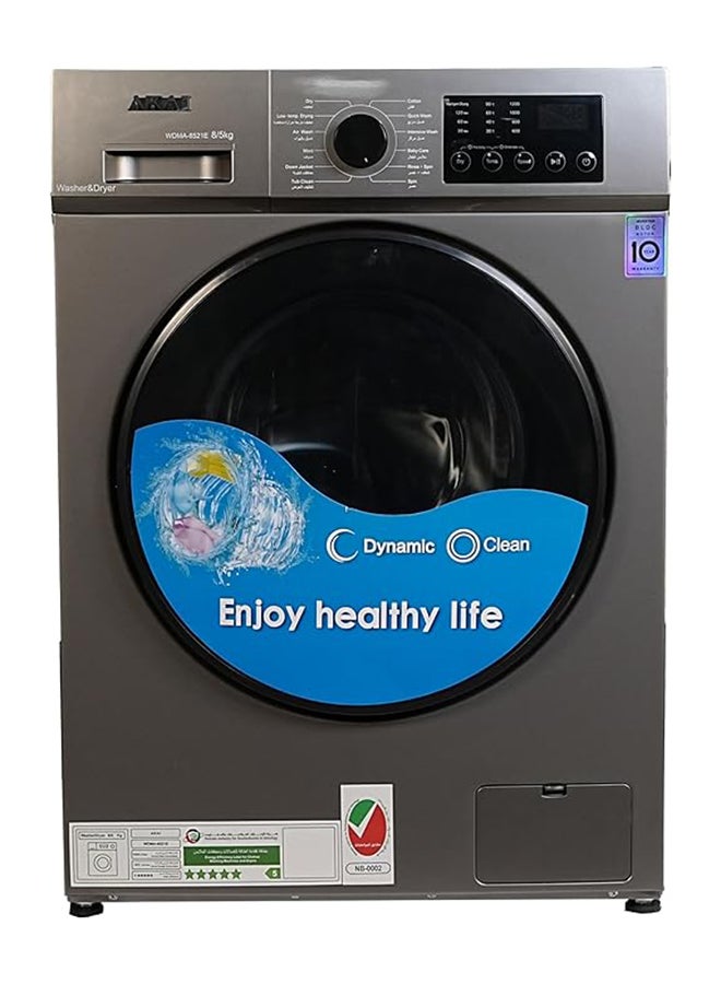 8/5 Kg Washer Dryer, Fully Automatic Front Load Combo Wash, 1200 RPM, 14 Wash Programs, With Inverter BLDC Motor, 10 Years Warranty On Motor, Child Lock And LED Display 8.5 kg 1700 W WDMA-8521E Titanium