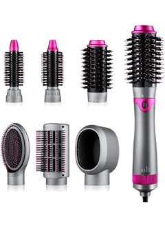 6 In 1 Hair Dryer Brush And Volumizer Detachable Styler Onestep Hot Air For Straightening Curling Drying Combing Styling