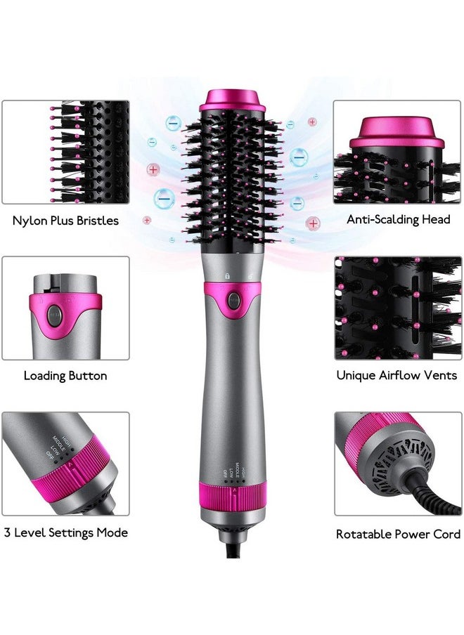 Bz - 6 In 1 Hair Dryer Brush And Volumizer Detachable Styler Onestep Hot Air For Straightening Curling Drying Combing Styling - Image 1