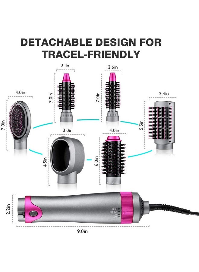 Bz - 6 In 1 Hair Dryer Brush And Volumizer Detachable Styler Onestep Hot Air For Straightening Curling Drying Combing Styling - Image 1