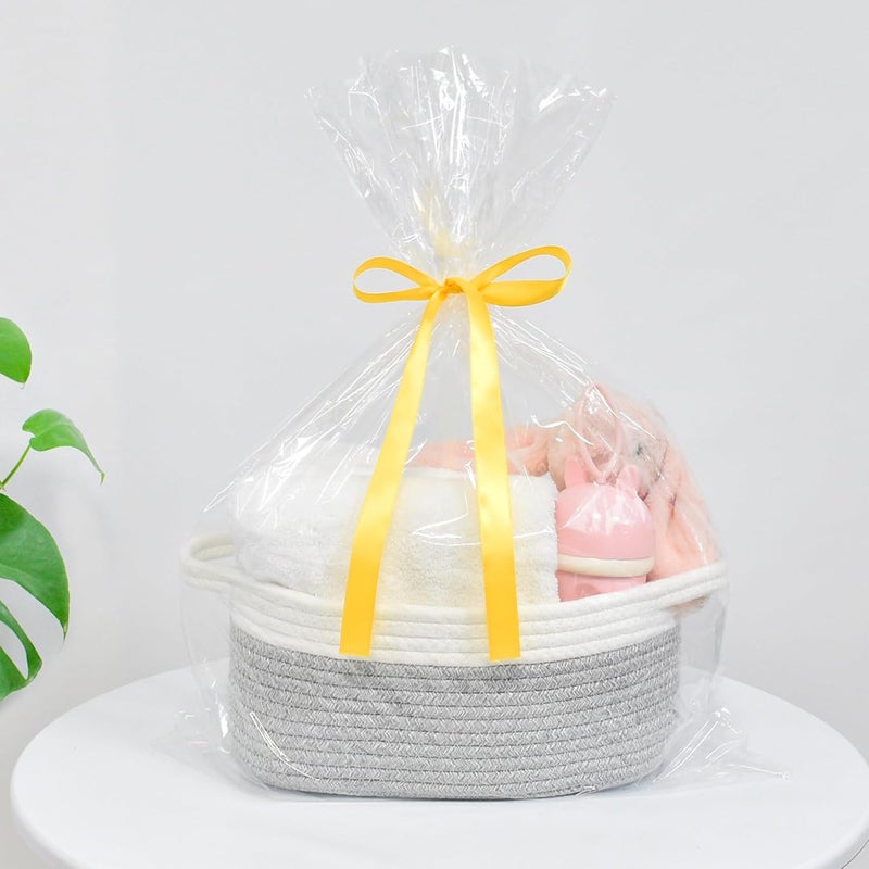 ABenkle Small Basket with Handles, Boho Decorative Rope Woven Dog Cat Toy Storage Bin Shelf Storage Organizer, Easter Christmas Gift Basket, 12"x8"x5" - Image 5